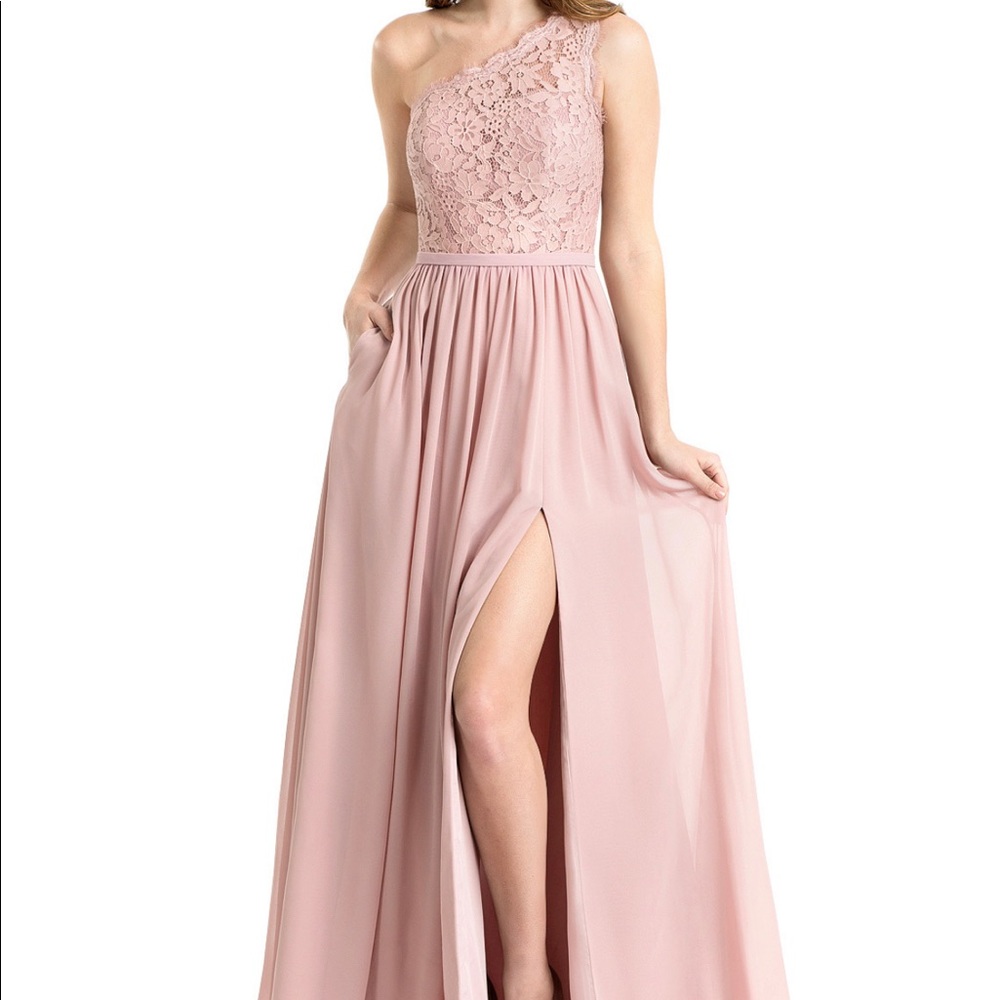Bridesmaid Dress: Azazie Demi, dusty rose